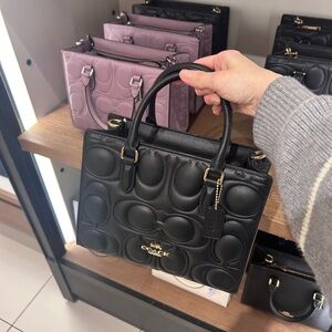 NWT✨Coach Women Maggie Small Tote Bag Satchel In Signature Black Leather CY670